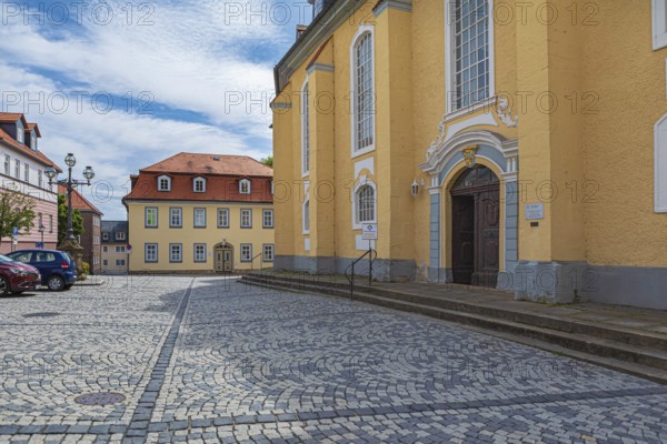 St James' Church and church square in Ilmenau, Thuringia, Germany