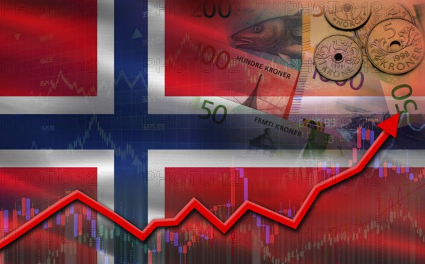 Norway economic growth on financial graph. Norway financial growth on market graph