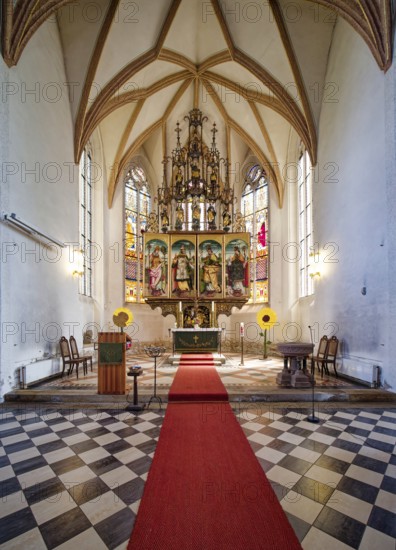 Döbeln St Nicolai Church with carved altar, probably around 1520, interior view, Döbeln Old Town, Döbeln, Saxony, Germany