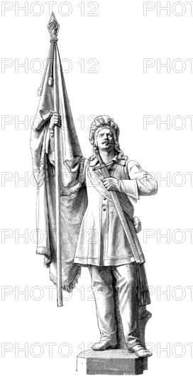 The monument to the German fraternity in Jena in 1883, Thuringia, Germany, Historical, digitally enhanced reproduction of a 19th century model