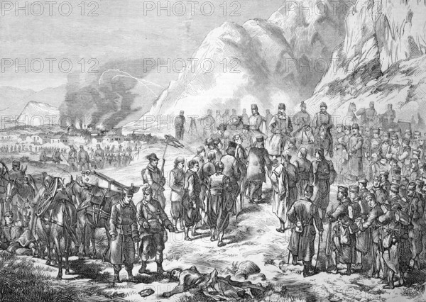 The Subjugation of the Zuppans in Dalmatia, Historical, Reproduction from an original with a scene from the 19th century