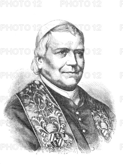 Pius IX (born 13 May 1792 to 7 February 1878) was the 255th pope from 1846 to 1878. At 31 years and 8 months, his pontificate was the longest that can be documented and included the proclamation of the dogma of the Immaculate Conception of Mary, the First Vatican Council with the propagation of papal primacy of jurisdiction and papal infallibility as well as the loss of the Papal States to the Kingdom of Italy, Historical, Reproduction of a model with a scene from the 19th century