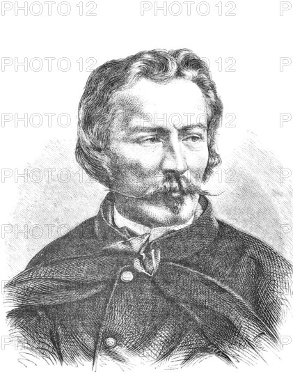 Herbert KÃ¶nig (1820 - 13 June 1876) was a German draughtsman, illustrator and watercolour painter, Historical, Reproduction of a model with a scene from the 19th century