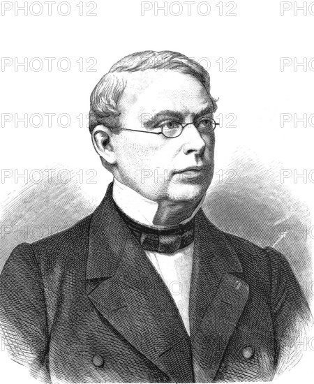Otto Camphausen, from 1896 von Camphausen (21 October 1812 to 18 May 1896), was Prussian Minister of Finance and Rhenish Liberal, Historical, Reproduction from an original with a scene from the 19th century