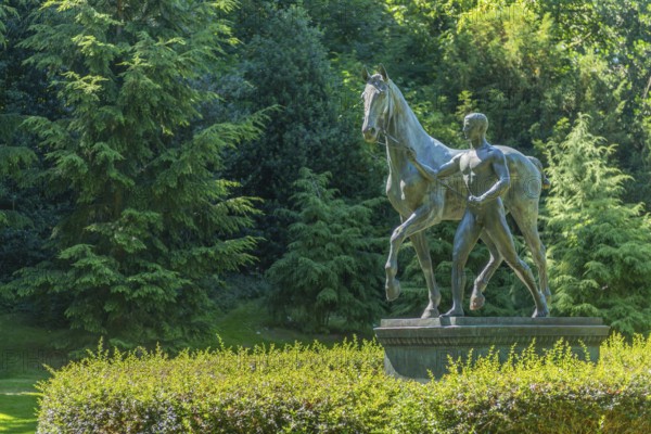 The Horse Steer, bronze sculpture group from 1902, artist Louis TuaillonBremer, ramparts, horse guide, monument protection, today park, history, Bremen, Germany