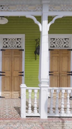 Dominican Republic, colorful colonial streets of Puerto Plata in historic city center