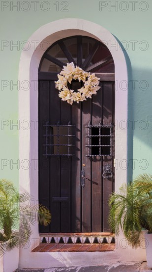Puerto Rico, San Juan colorful colonial architecture in historic city center