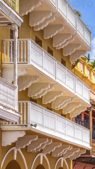 Columbia, Unesco site, colorful Cartagena Walled City Cuidad Amurrallada in historic city center