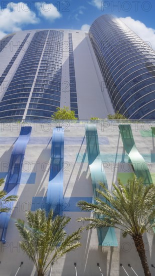 Florida, Fort Lauderdale, Las Olas Boulevard. Downtown financial district and city skyline