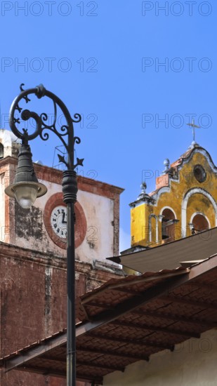 Cuernavaca cathedral and colorful colonial architecture of Cuernavaca streets in Mexico Morelos