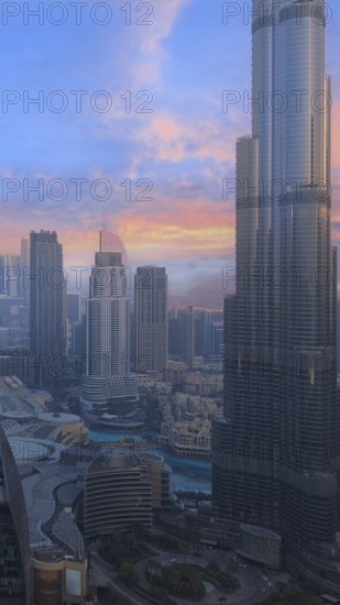 UAE, Dubai downtown financial skyline and business shopping center near Dubai Mall