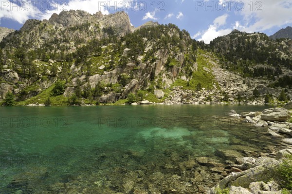 Lake Estany de Monestero in the AigÃ¼estortes i Estany de Sant Maurici National Park, Catalonia, Spain