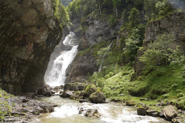 The Cascada del Estrecho waterfall in Ordesa y Monte Perdido National Park, Spain