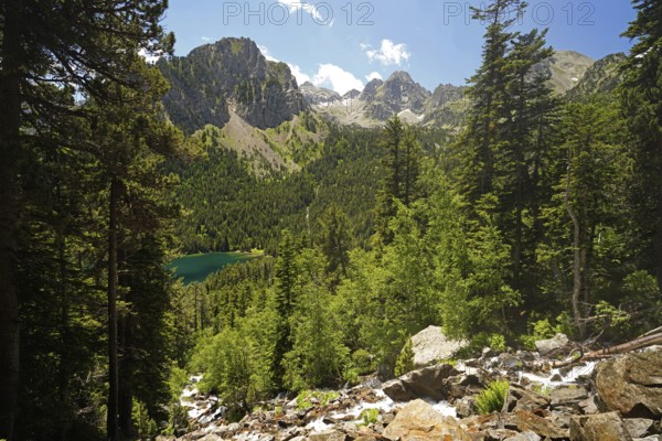 Lake Estany de Sant Maurici in the AigÃ¼estortes i Estany de Sant Maurici National Park, Catalonia, Spain