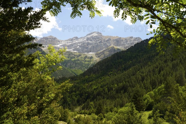 Mountain landscape in the Bujaruelo Valley or Valle de Bujaruelo near Torla-Ordesa, Spain