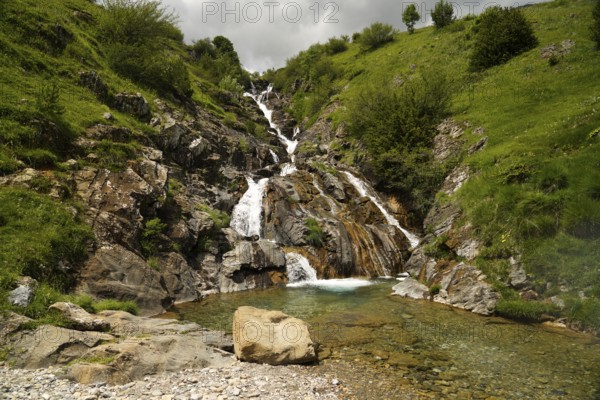 Cascada de Otal waterfall or Paul waterfall in the Valle de Otal near Torla-Ordesa, Spain