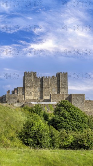 Panoramic view of medieval Dover Castle in Kent, England near London