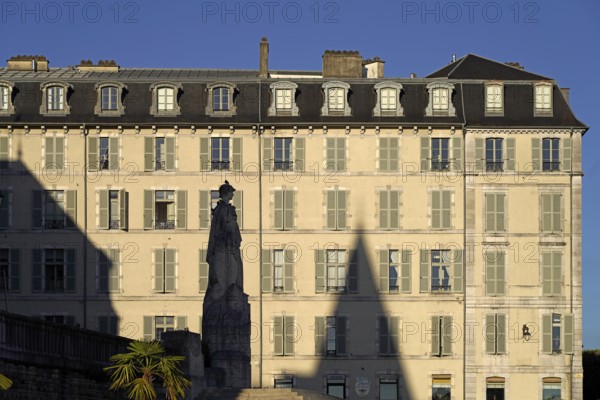 Silhouette of the statue on the war memorial Monuments Aux Morts de Pau in Pau, Pyrenees, France
