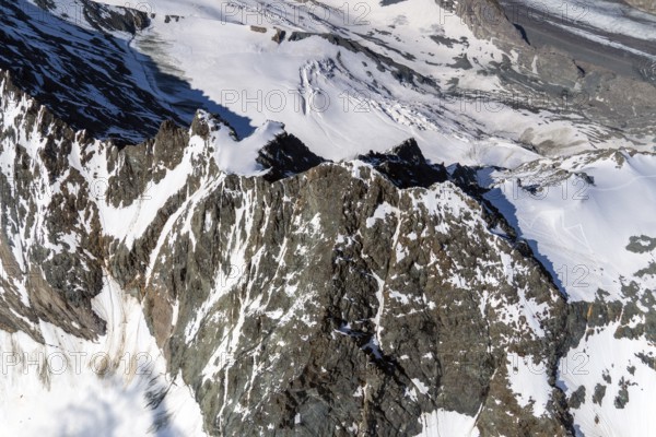 GroÃŸglockner mountain peak, summit, mountain, Hohe Tauern, Salzburg, Carinthia, aerial view, Austria