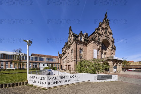 Nuremberg State Theatre, architect Christian Heinrich Seeling, theatre, opera, lantern, trees, wall, someone should write a play about us, blue sky, cirrostratus clouds, Richard-Wagner-Platz, Nuremberg, Middle Franconia, independent city, Bavaria, Germany