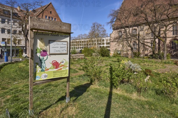 Edible city Jakobsplatz, city garden, gardens, trees, general architecture, Jakobsplatz, Nuremberg, Middle Franconia, independent city, Bavaria, Germany