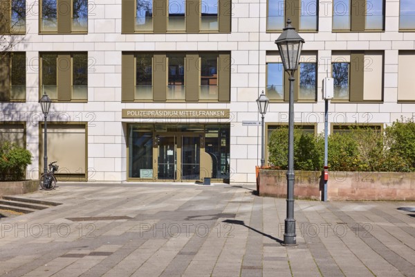 Police Headquarters Middle Franconia, modern architecture, facade, window, entrance, door, lantern, Jakobsplatz, Nuremberg, Middle Franconia, independent city, Bavaria, Germany