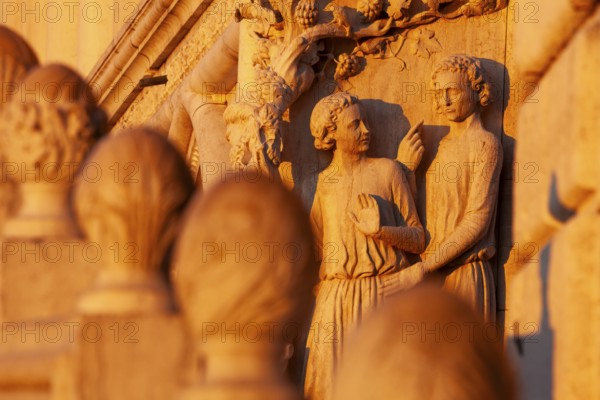 Doge's Palace, corner capital Noah's drunkenness with his sons Sem, Venice, Veneto, Italy