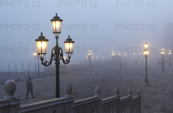 Piazzetta in the fog, Venice, Veneto, Italy