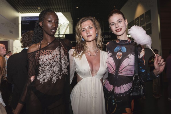 Models Awa, Lucy Hellenbrecht (GNTM 2020) and guest at the Danny Reinke Fashion Show during the Berlin Fashion Week 2025 on 02.07.2025