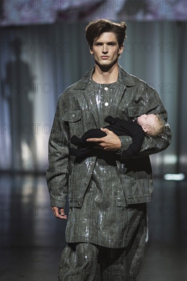 Model Pierre Lang (winner GNTM2025) walks for Kilian Kerner during the Berlin Fashion Week 2025 on 02.07.2025