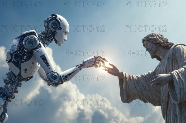 Concept of AI acquiring General Intelligence ability, becoming like god and more intelligent then humans and being able to make their own decisions and execute them independently of humans, AI generated