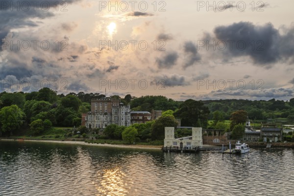 Sunset over Brownsea Castle, Brownsea Island, Poole, Dorset, England, United Kingdom