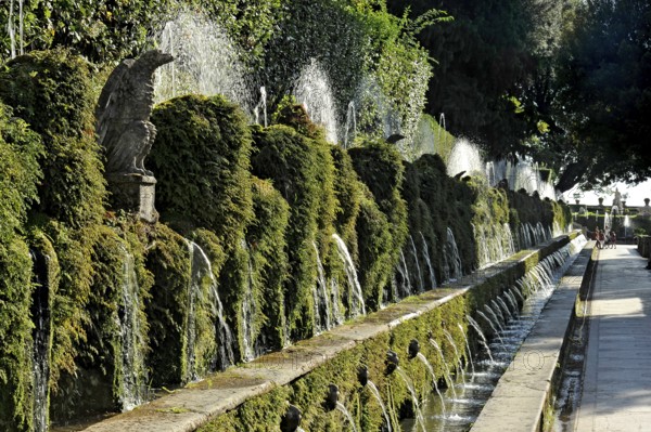Avenue of a Hundred Fountains, Viale delle Cento Fontane, Renaissance garden of Villa d'Este, water features, fountains, UNESCO World Heritage Site, Tivoli, metropolitan city of Rome, Lazio, Italy
