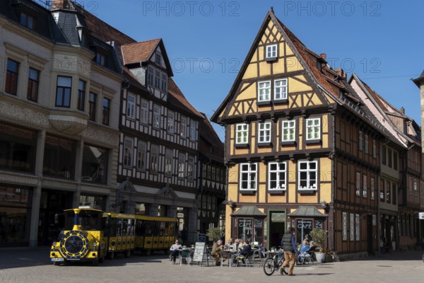 Sunny day on the market square, Quedlinburg, Saxony-Anhalt, Germany