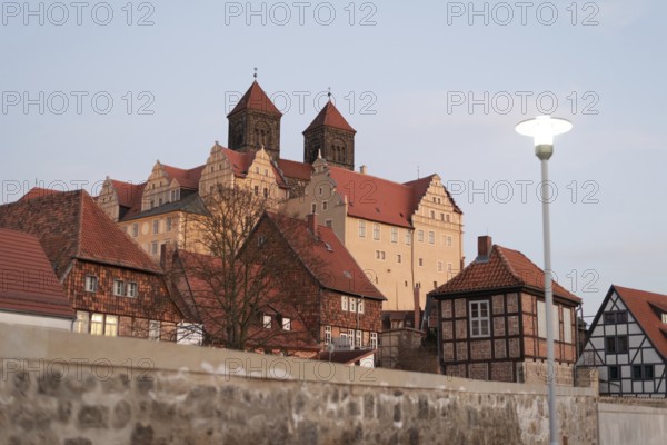 View of the collegiate church of St Servatii on the Schlossberg, Quedlinburg, Saxony-Anhalt, Germany