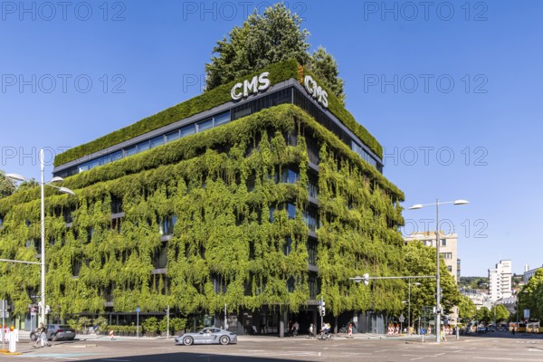 Calwer Passage, green building for a better urban climate. Around 11, 000 plants adorn the building of the commercial law firm CMS in the centre of Stuttgart. The architecture was designed by ingenhoven associates. Stuttgart, Baden-WÃ¼rttemberg, Germany