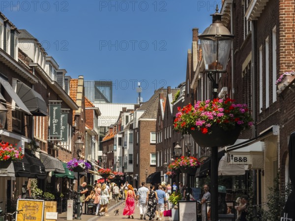 Many passers-by in the city centre of Venlo, Netherlands