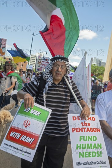 Detroit, Michigan USA - 28 June 2025 - Protesters rallied at the Federal Building and then marched downtown to oppose any U.S. war with Iran