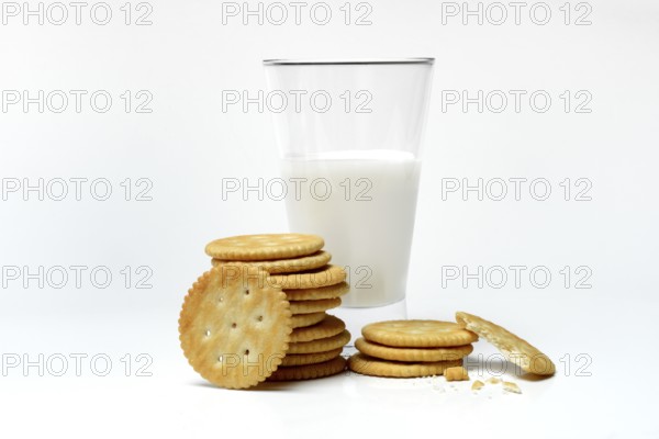 Cracker with a glass of milk
