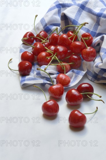 Sweet cherries with cloth, Prunus avium