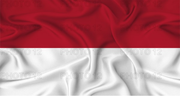 Realistic Monaco flag waving. Close up of flag of Monaco with cloth texture