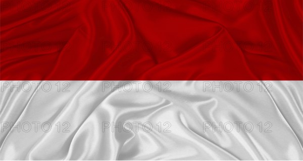 Flag of Monaco with cloth texture. Close up of Monégasque flag waving