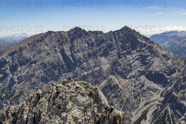 Watzmann from the west, Berchtesgaden Alps, Berchtesgaden National Park, Ramsau, Berchtesgadener Land, Upper Bavaria, Bavaria, Germany