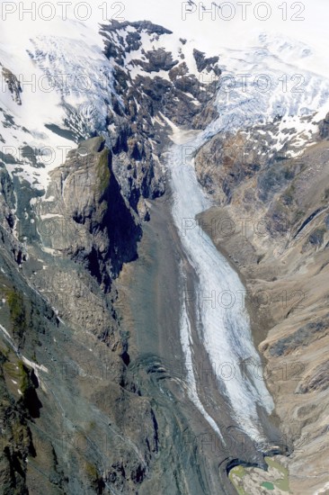 Pasterze, glacier, Eastern Alps, GroÃŸglockner, Mölltal, Möll, climate, climate change, heat, thaw, aerial photo