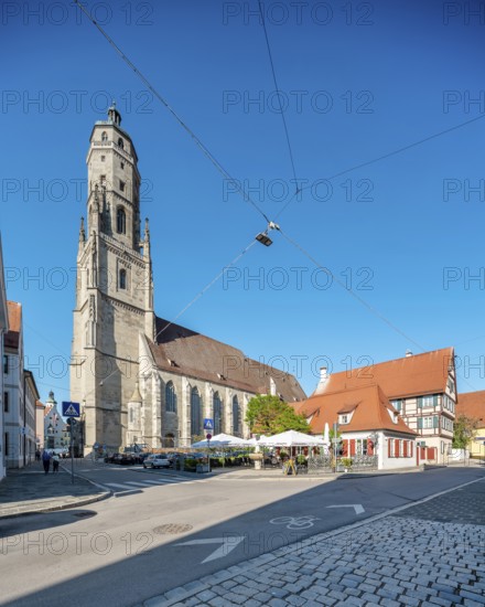 The church of St George with the steeple called Daniel, in the historic old town, Nördlingen, Bavaria, Germany