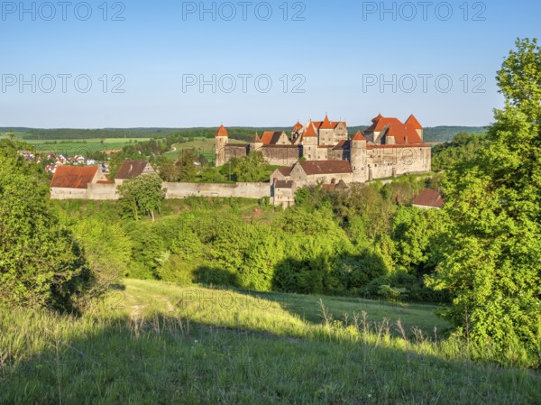 View of Harburg Castle in the evening light, Donau-Ries, Swabia, Bavaria, Germany