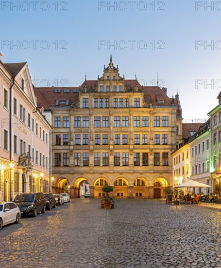 New Town Hall of Görlitz at night, Untermarkt, Goerlitz, Germany