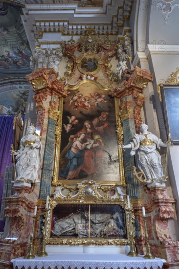 Side altar of the Baroque parish church of St Nicholas, 1725, Tannheim, Austria
