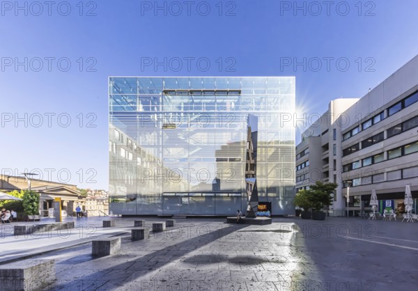 Small castle square with the striking building of the art museum. Stuttgart, Baden-WÃ¼rttemberg, Germany
