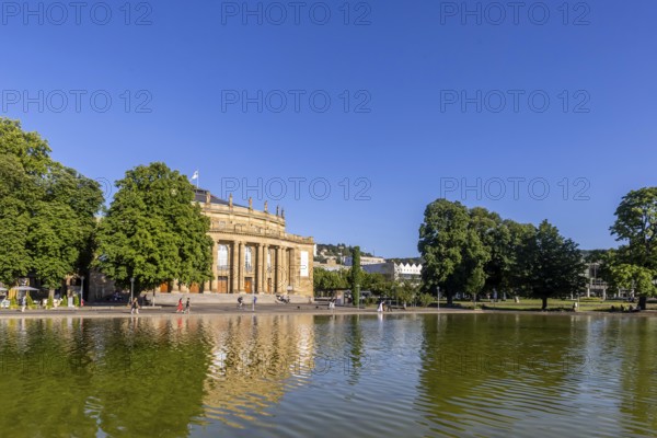 Stuttgart Opera House, historic Littmann building. Venue of the WÃ¼rttemberg State Theatre Stuttgart (WST), in front of the Eckensee. The cultural building is to be renovated at a cost of around one billion euros. Stuttgart, Baden-WÃ¼rttemberg, Germany